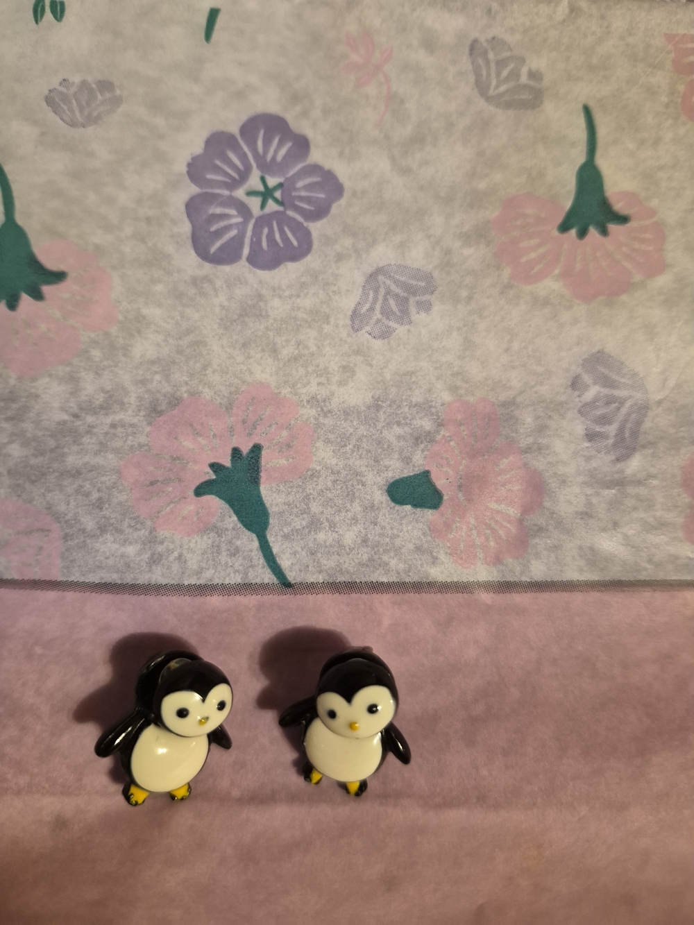 Vintage Black, White & Yellow Penguin Earrings